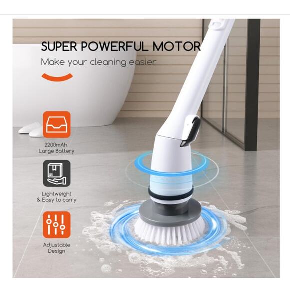 Cordless Electric Spin Scrubber, 380RPM High Speed,Fast Charging, 3 Brush Heads - Picture 3 of 6